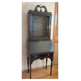 Petite Mahogany Glass Secretary Hutch