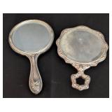 Two Antique Silver Hand Mirrors