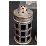 Antique Sterling Silver Top Jar and Cobalt Salt and Pepper Shakers