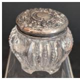 Antique Sterling Silver Top Jar and Cobalt Salt and Pepper Shakers