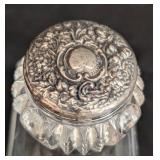 Antique Sterling Silver Top Jar and Cobalt Salt and Pepper Shakers