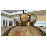 Stunning Slag Glass Vintage Light Fixture with Beaded Accents