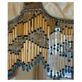 Stunning Slag Glass Vintage Light Fixture with Beaded Accents