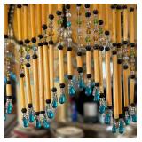 Stunning Slag Glass Vintage Light Fixture with Beaded Accents