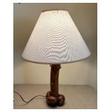 Vintage Hand Crafted Burled Wood Based Table Lamp