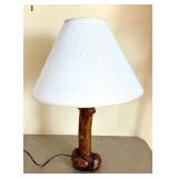 Vintage Hand Crafted Burled Wood Based Table Lamp