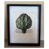 Home Decor Variety including an Artichoke Print Wall Art, Faux Plants and Artichokes