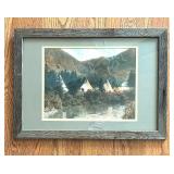 "Blackfoot Tipi Camp Up the Cutback in Montana" Photographic Framed Print by Roland Reed