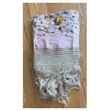 Pretty Vintage Pink Tablecloth with Fringed Edges