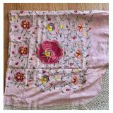Pretty Vintage Pink Tablecloth with Fringed Edges
