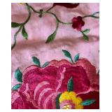 Pretty Vintage Pink Tablecloth with Fringed Edges