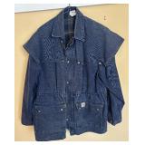 RARE 1994 Vintage Carhartt CW083 Worsterlon-Lined Sandstone Cape Coat Large Blue