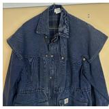 RARE 1994 Vintage Carhartt CW083 Worsterlon-Lined Sandstone Cape Coat Large Blue