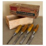 Four Marples Chisels and Wooden Boxes