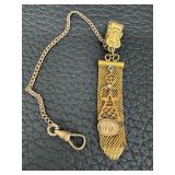 Antique Gold Plated Watch Chain and Pin
