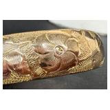 Antique Edwardian Gold Tone Hinged Cuff Bracelet