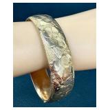 Antique Edwardian Gold Tone Hinged Cuff Bracelet