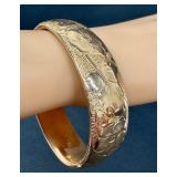 Antique Edwardian Gold Tone Hinged Cuff Bracelet