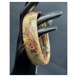 Antique Edwardian Gold Tone Hinged Cuff Bracelet