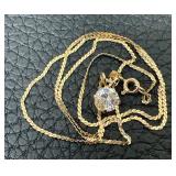 14k Gold Chain Paired with a Sparkly Cubic Zirconia Pendant