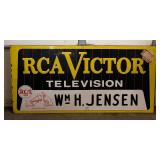 Rare Vintage RCA Victor Metal Sign / Vintage RCA VICTOR Television Wm H. Jensen Advertising Sign