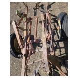 Vintage IH Farm Plow with Steel Frame and Wheels