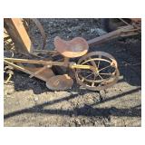 Vintage Seed Planter Implements with Metal Wheels
