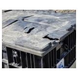 Large Black Plastic Storage Bin with Damaged Lid - Stackable