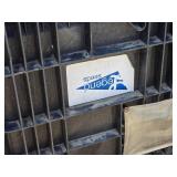 Large Black Plastic Storage Bin with Damaged Lid - Stackable