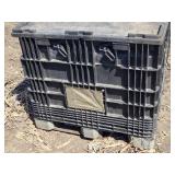 Large Black Plastic Storage Bin with Damaged Lid - Stackable