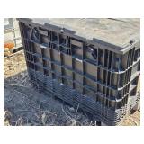 Large Black Plastic Storage Bin with Damaged Lid - Stackable