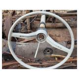 Rusty Chassis Frame with Steering Wheel and Automotive Components - Volkswagen