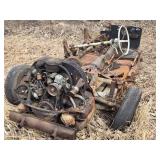 Rusty Chassis Frame with Steering Wheel and Automotive Components - Volkswagen