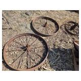 Lot of 3 Vintage Cast Iron Wagon Wheels