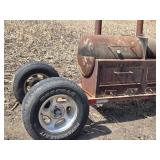 Large Mobile Barrel Smoker Grill on Wheels