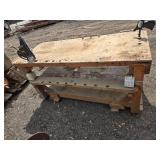 Used Heavy Duty Wooden Workbench with Vise and Power Outlets