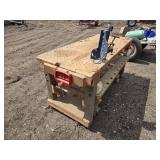 Used Heavy Duty Wooden Workbench with Vise and Power Outlets