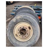 5 Used 11R22.5 Truck Tires with steel Rims