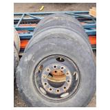 4 Used Yokohama Commercial Truck Tires 295/75R22.5 on Steel Rims