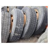 4 Used Yokohama Commercial Truck Tires 295/75R22.5 on Steel Rims