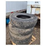 3 Used Michelin 11R22.5 Truck Tires