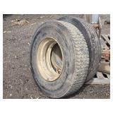 2 Used 11R22.5 Tires on Split Rims