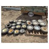 Huge Pile of a variety of Lawn Mower Tires