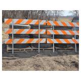 Lot of 2 Used Traffic Barricades with Reflective Stripes - No Bases