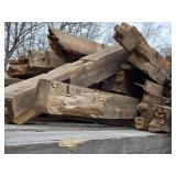 Lot of Assorted Reclaimed Wood Beams and Timbers - Trailers Not Included
