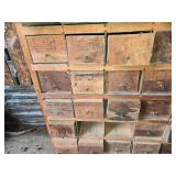 Huge Wooden Bolt Cabinet with Assorted Hardware Drawers - Many with Hardware