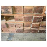 Huge Wooden Bolt Cabinet with Assorted Hardware Drawers - Many with Hardware