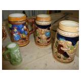FIVE beer steins plus one mini