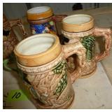 FIVE beer steins plus one mini