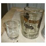 Hamms tankard, Miller lite beer can bank, shot glass, glass mug from MGM Grand